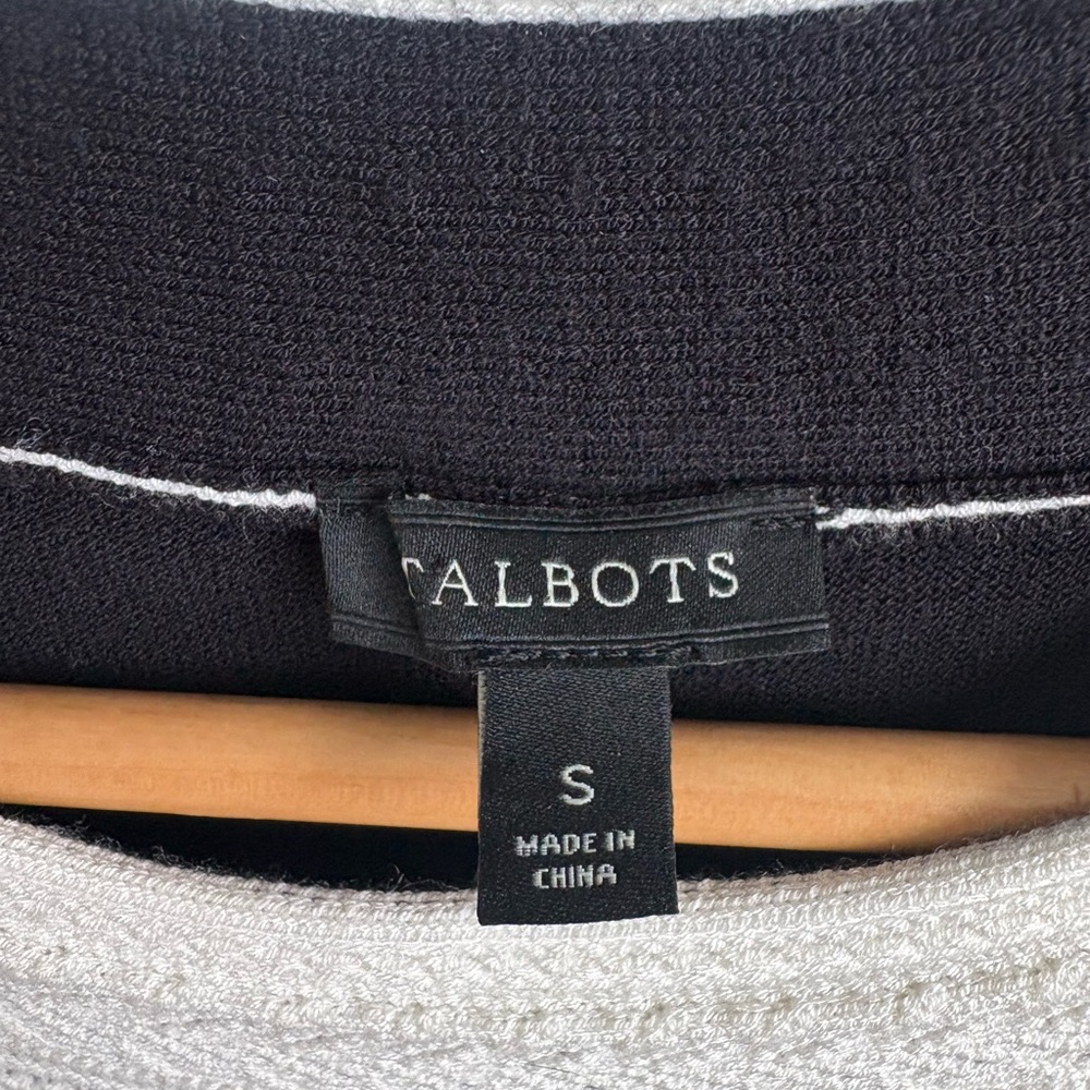 Talbots Black Fit & Flare Dress with Ivory Trim – Women’s Size Small - Picture 9 of 10